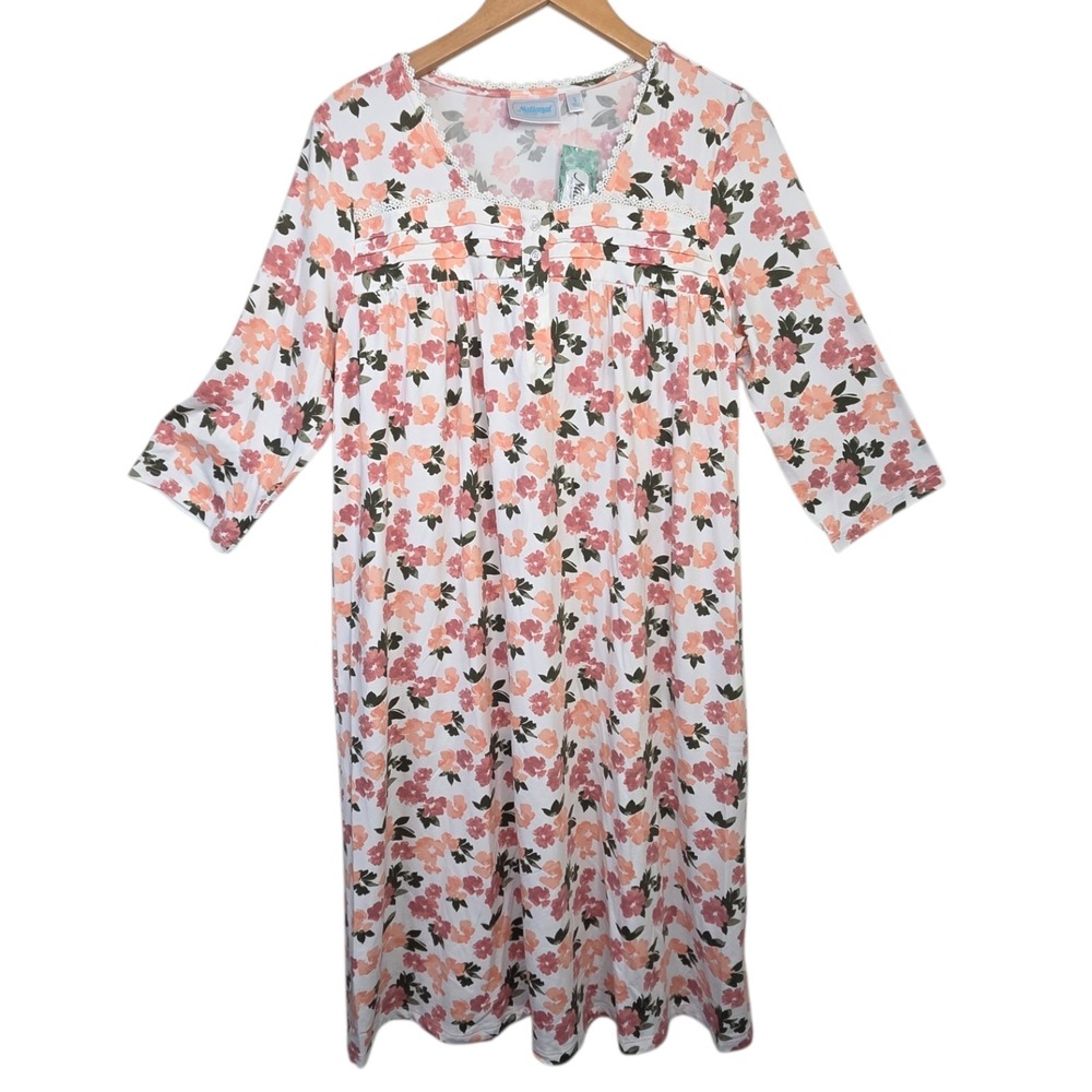 National Floral Peach Nightown Womens SZ Small Pullover Soft Sleep Gown NWT